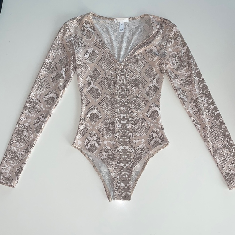 Nude Snakeskin Bodysuit